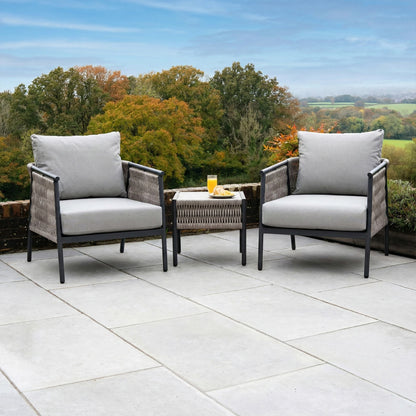 Sophia Rattan Aluminium 3 Piece Lounging Set in Mottled Grey