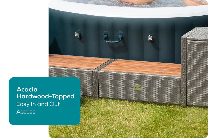 Square Rattan Hot Tub Surround 188cm Grey